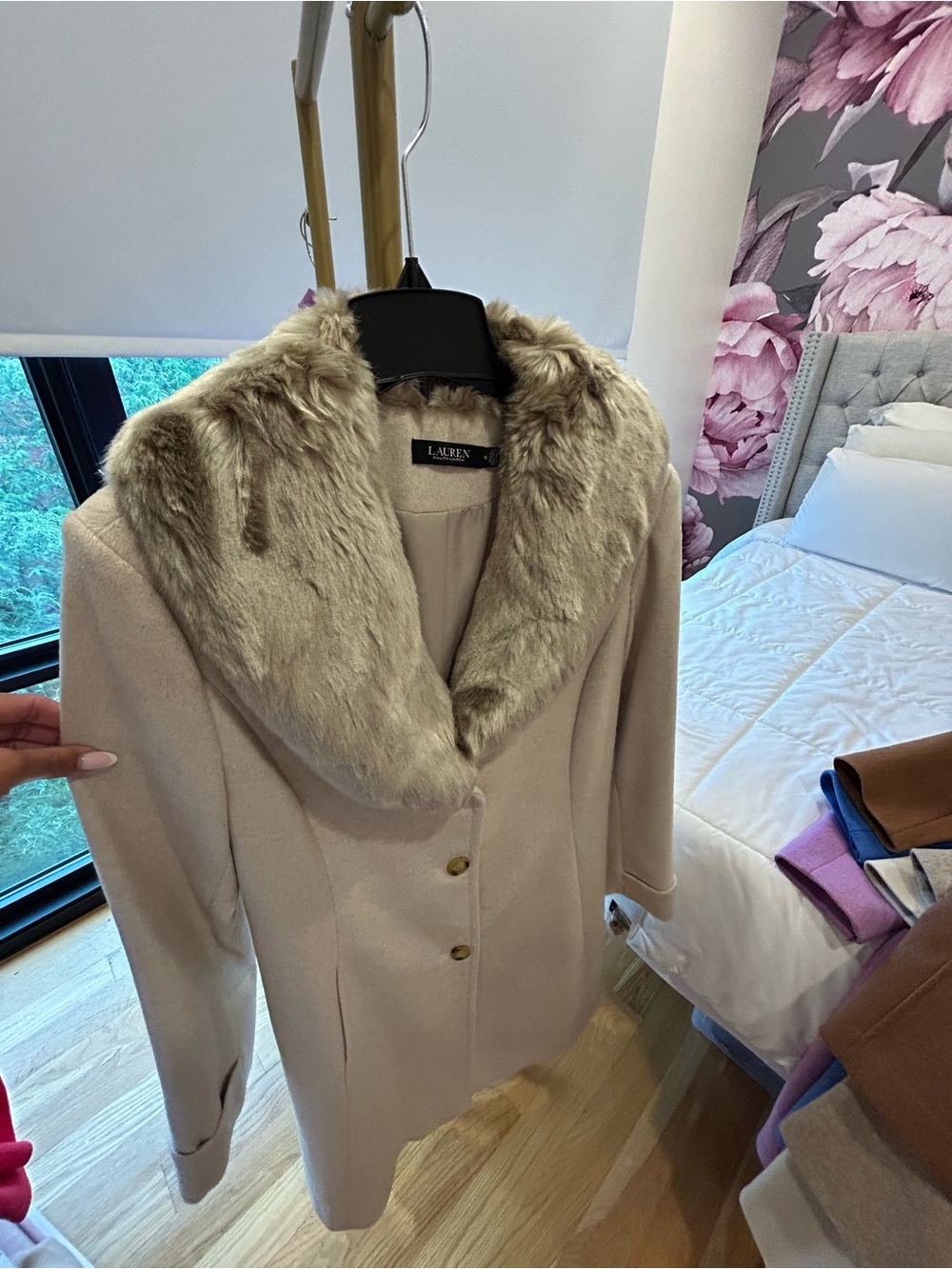NWT RALPH LAUREN FAUX FUR COLLAR COAT - SIZE 16